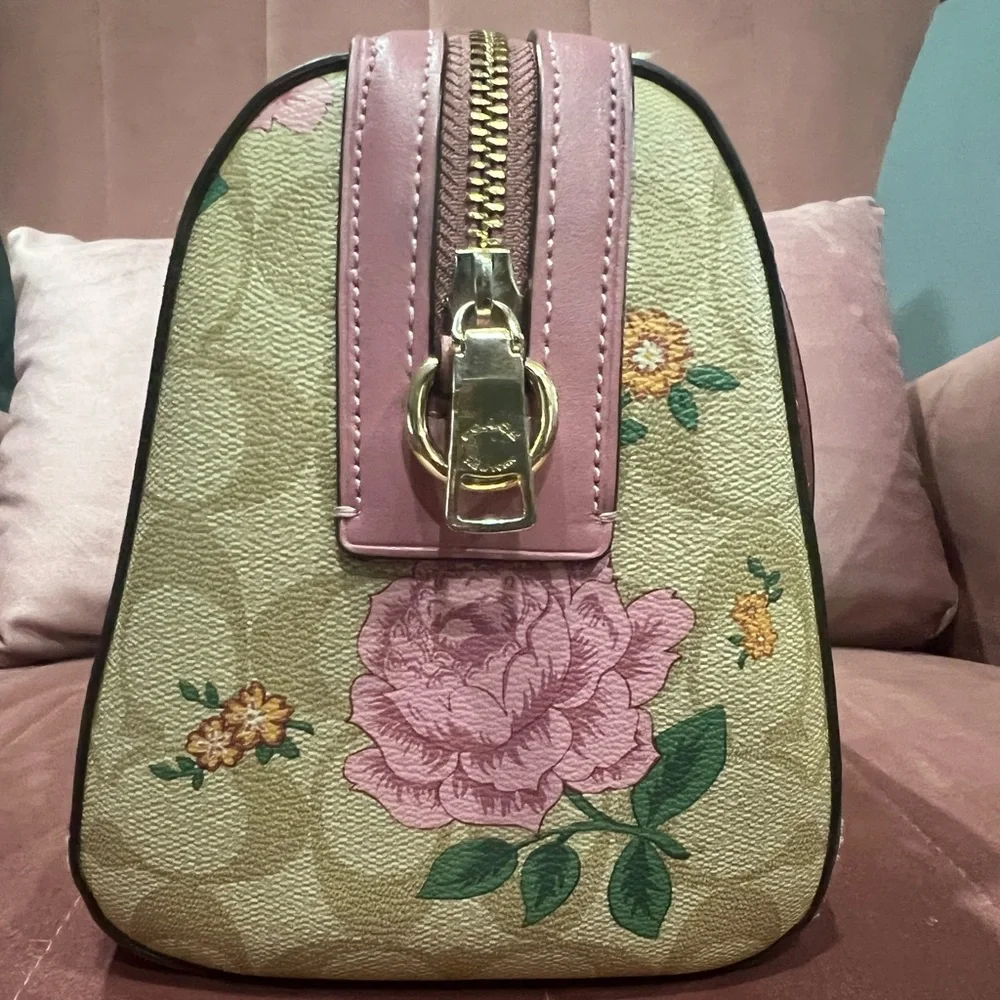 Coach Floral Satchel in Beige and Pink - Picture 4 of 7